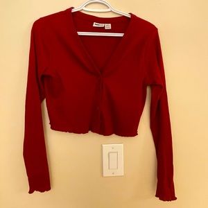 Noisy may dark red crop cardi size small